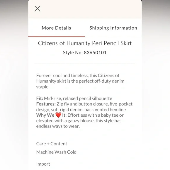 CITIZENS OF HUMANITY free people 
Daru Peri maxi denim Pencil Skirt 28 NW - Picture 13 of 13